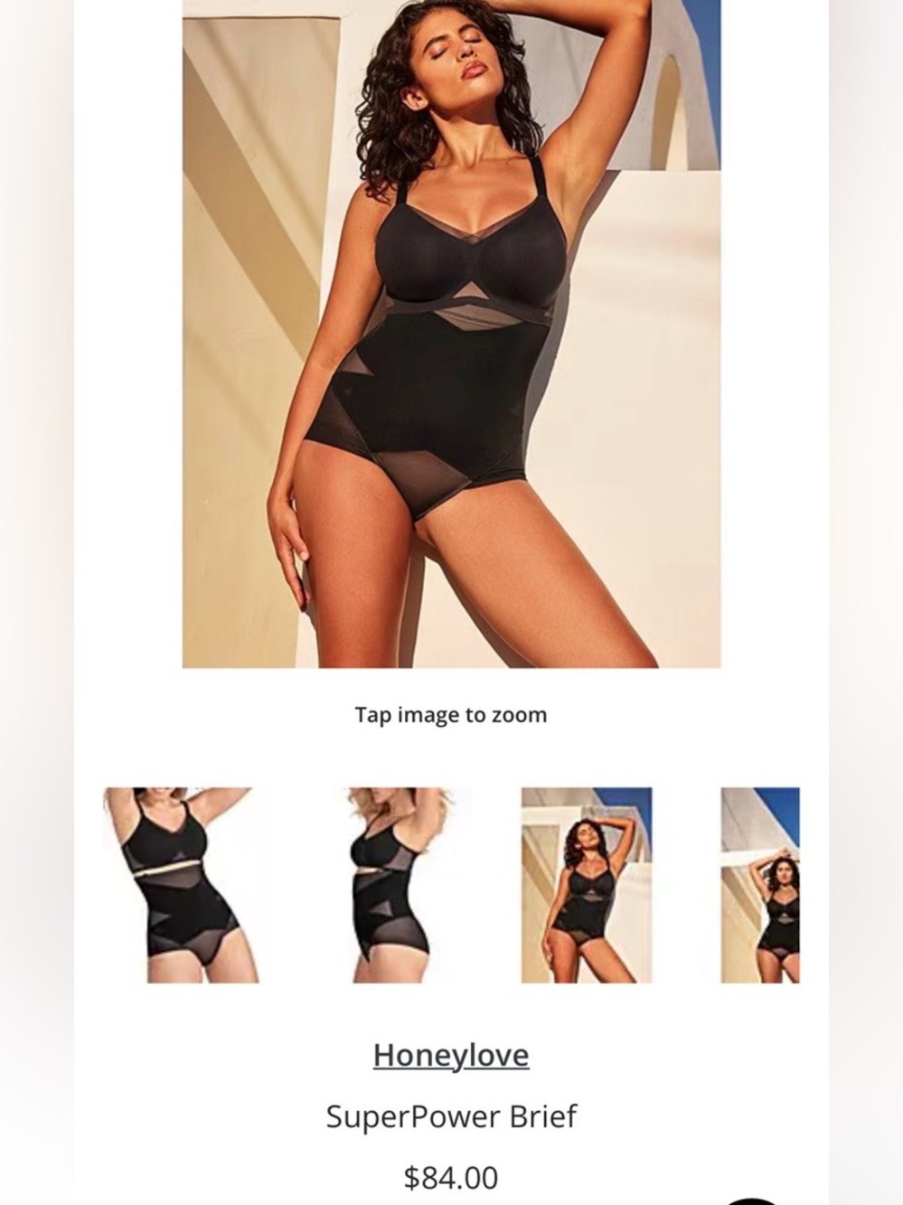 Honeylove Black Sculpting Bodysuit with Mesh Panels